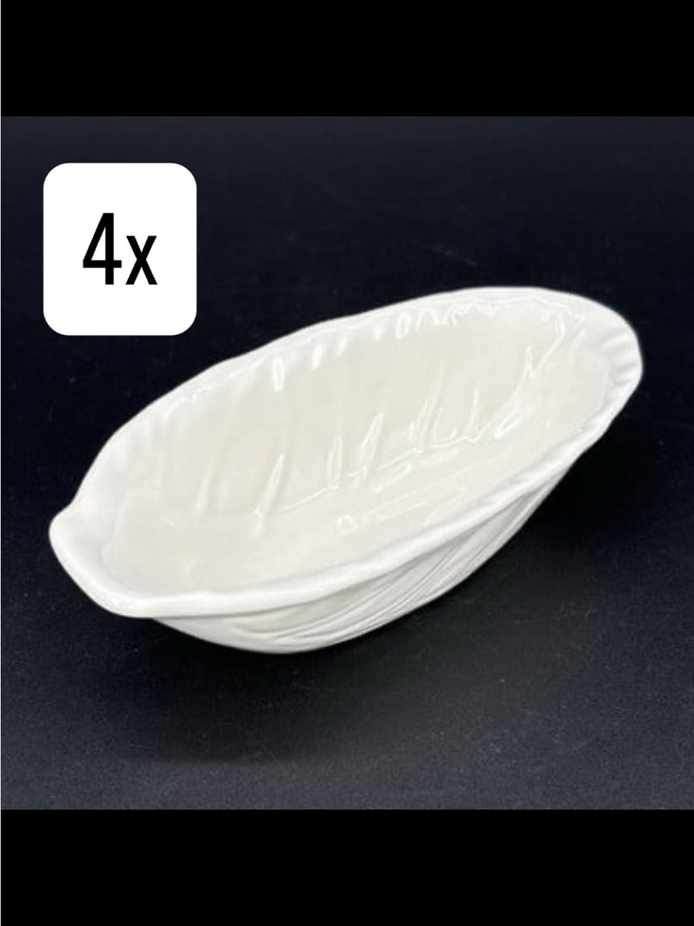 (Set of 4) Radicchio Cabbage Ware Leaf White Dip Bowls - Threshold